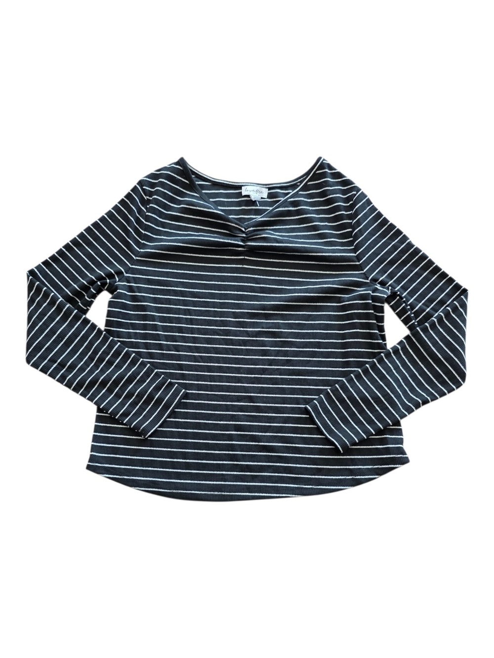 Love, Fire Striped Long-Sleeve Top - Black/White girls XL